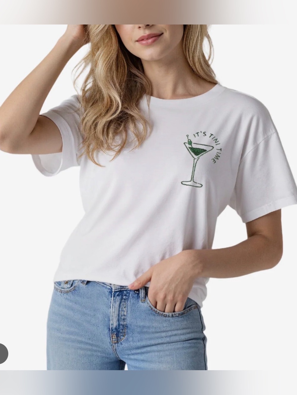 Wildfox Tini Time Jamie Tee Martini Graphic White T-Shirt Size XS